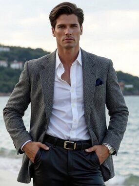 Nino Cerruti Single Breasted 100% Wool Sport Vintage Houndstooth Blazer Coat